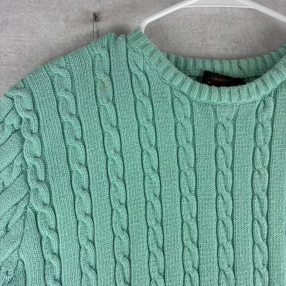 Vintage Charter Club Cable Knit Sweater Women's Large Short Sleeve Mint READ - Picture 5 of 10